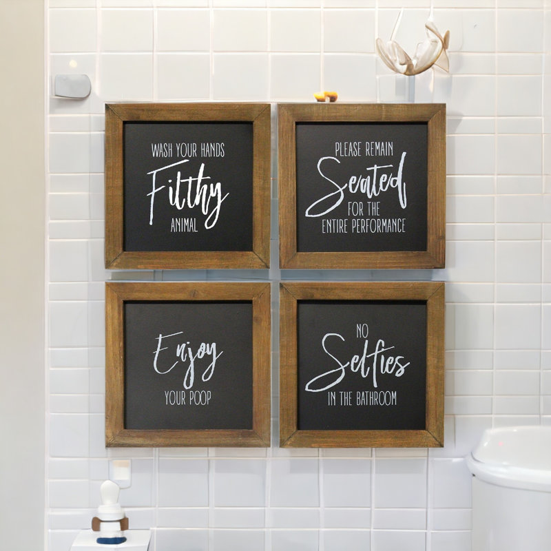 Gracie Oaks Black And White Funny Bathroom Wall Art | Wayfair